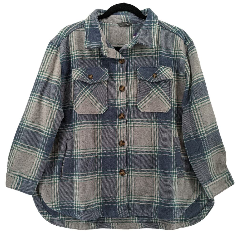 Members Mark Plaid Shacket XXL Blue Layering Shirt Jacket Relaxed Fit Cozy Coat‎